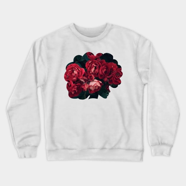 Black Flower Girl Crewneck Sweatshirt by Tingsy